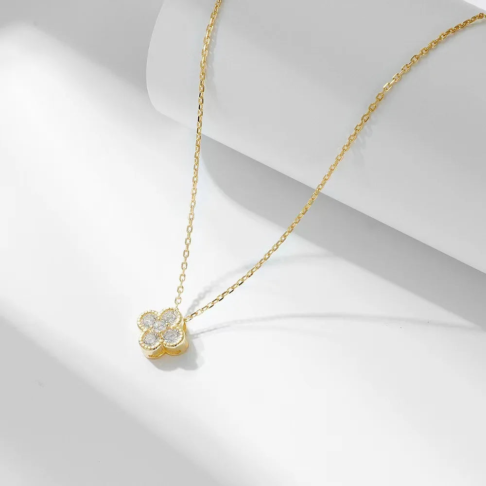 Gold Four Leaf Clover - Sterling Silver