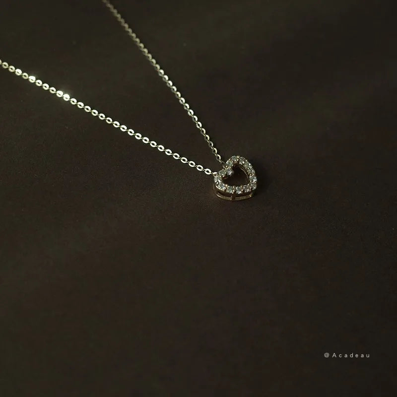 Gold Heart Necklace - Sterling Silver