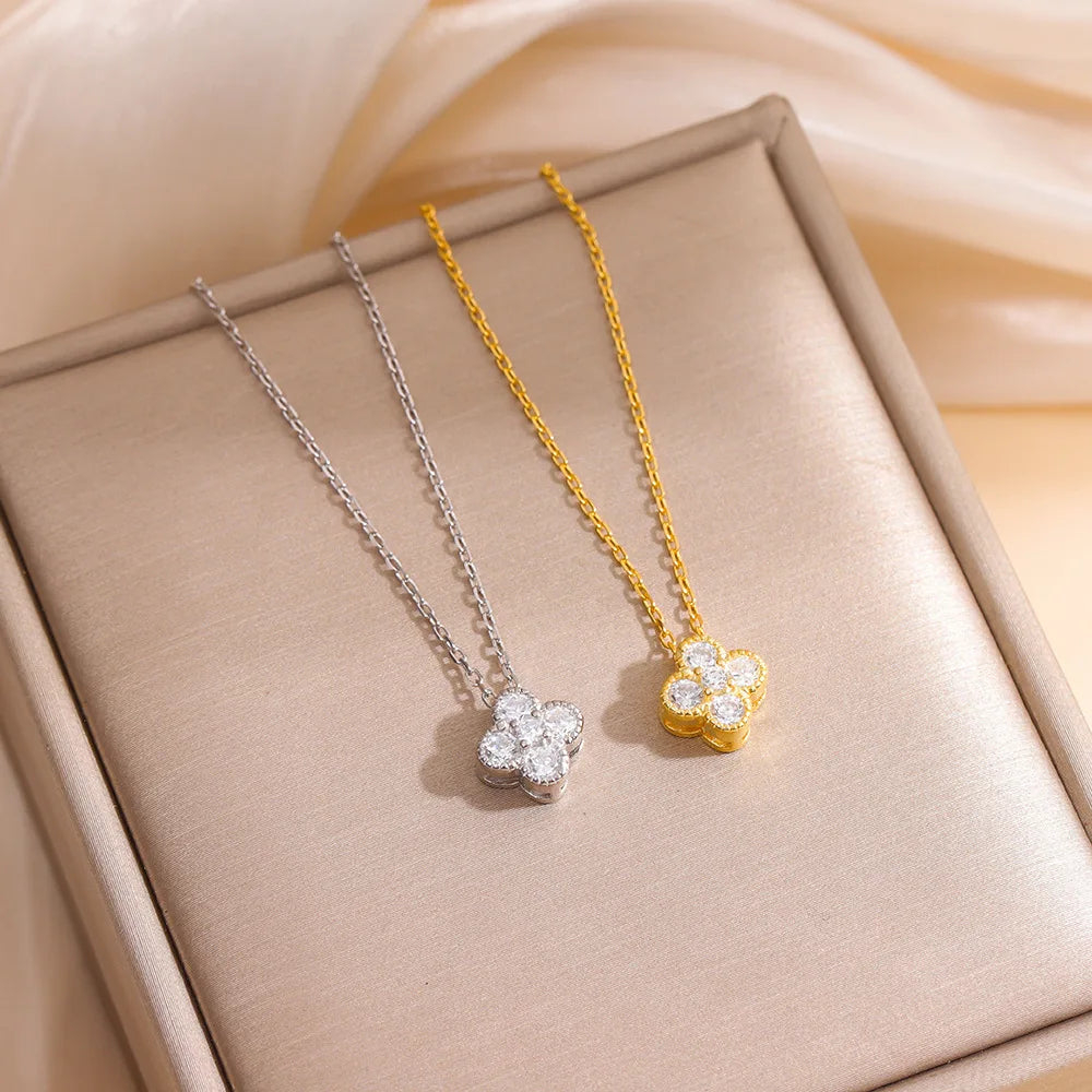 Gold Four Leaf Clover - Sterling Silver