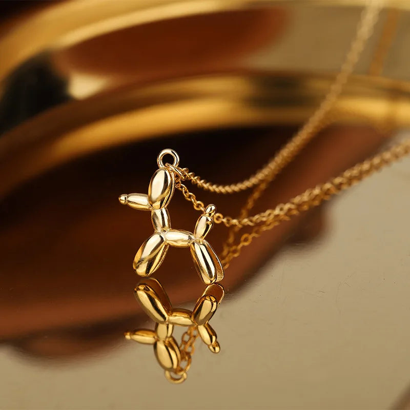 Gold Balloon Dog - Sterling Silver
