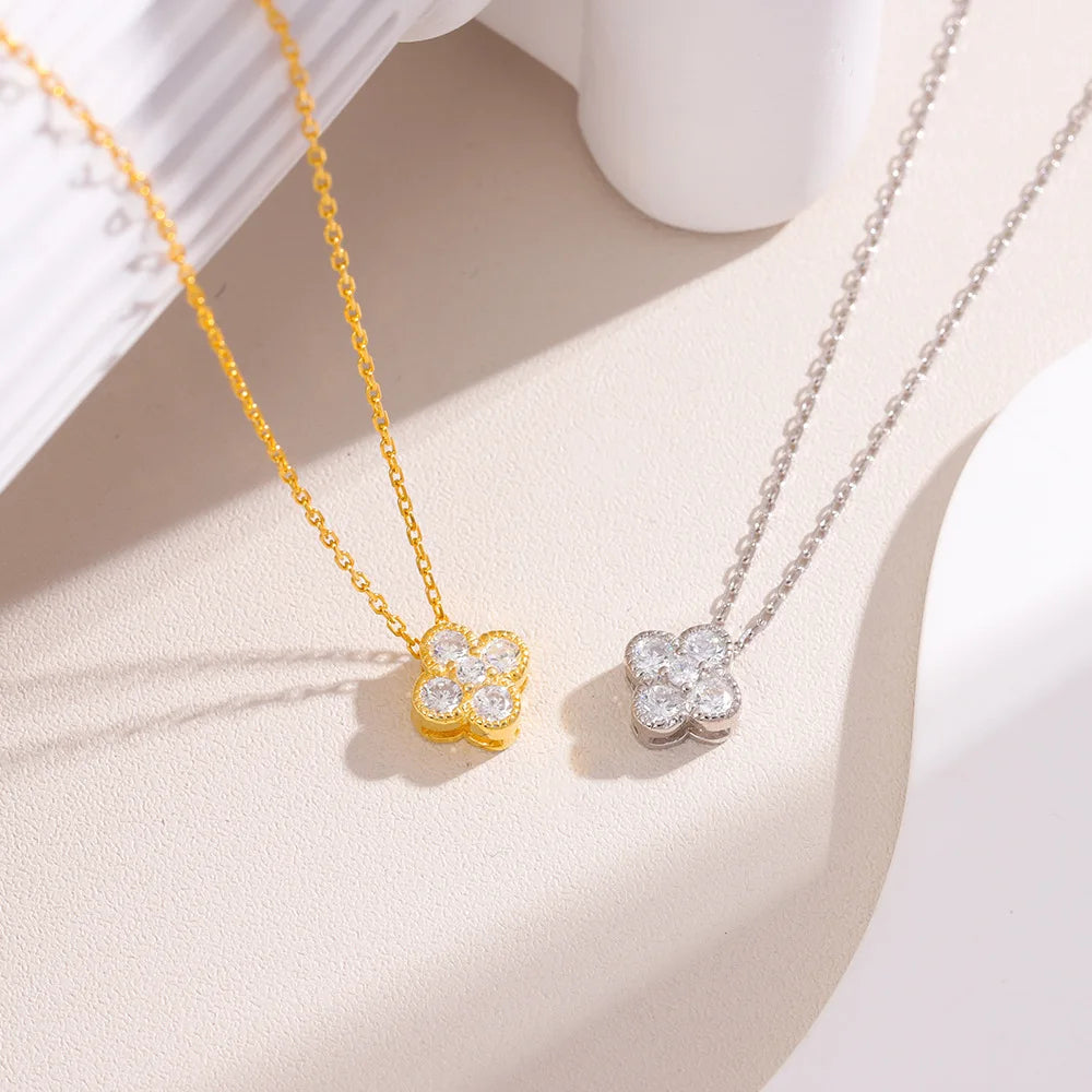 Gold Four Leaf Clover - Sterling Silver