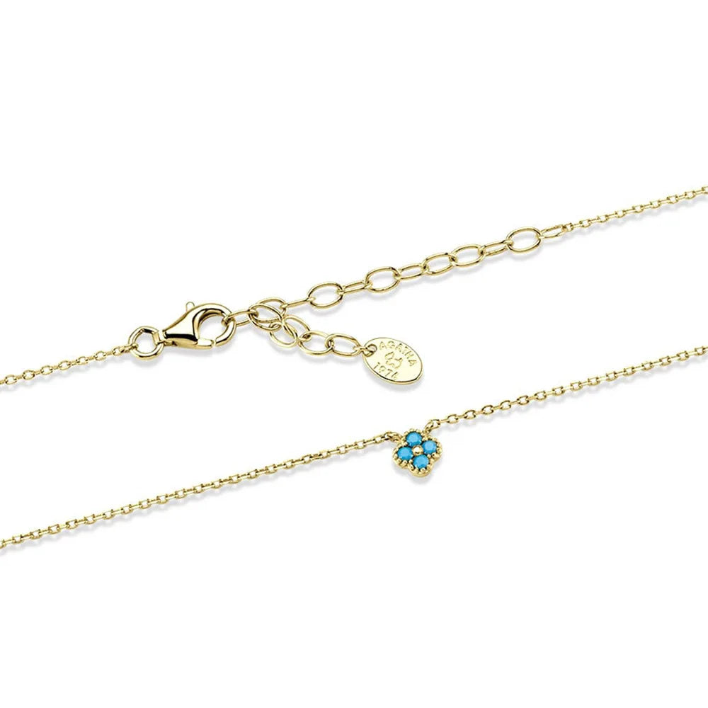 Gold Oval Diamond Petal Flower - Sterling Silver