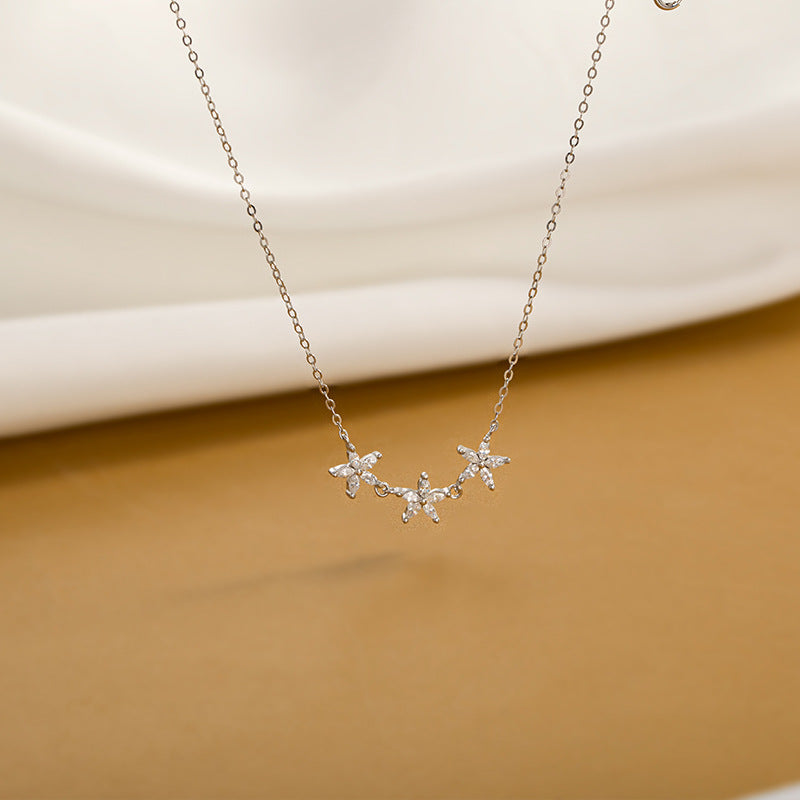 Silver Flower Star Necklace - Sterling Silver