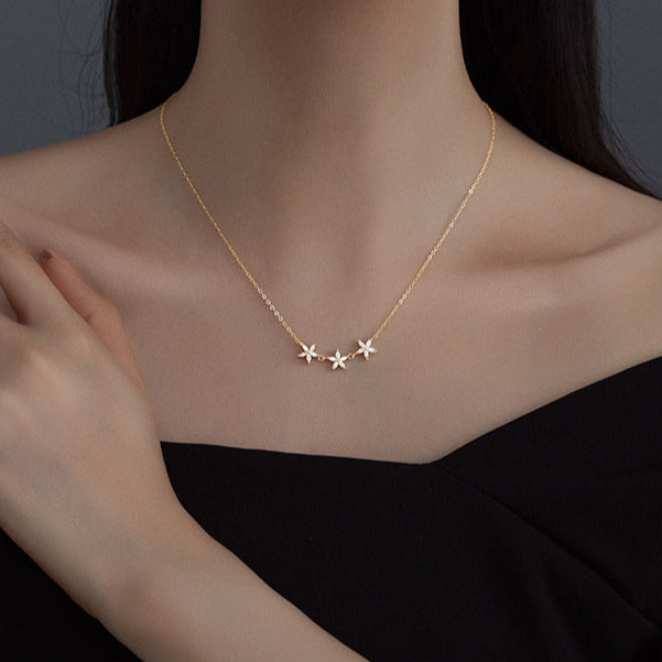 Gold Flower Star Necklace - Sterling Silver