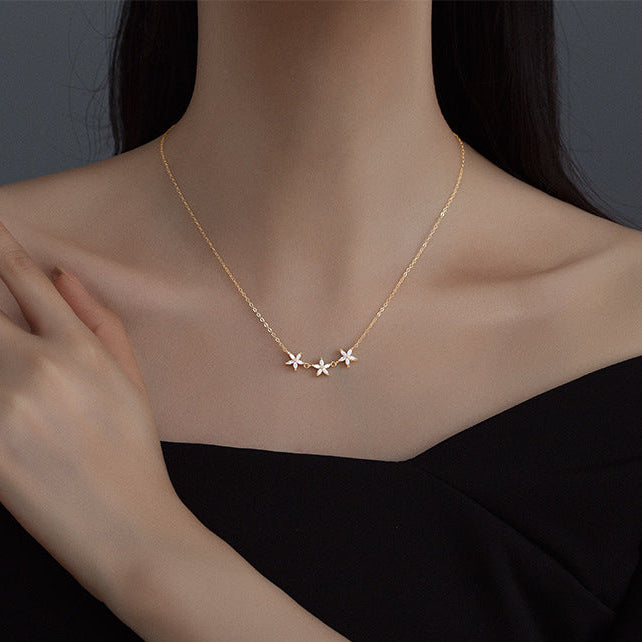 Silver Flower Star Necklace - Sterling Silver