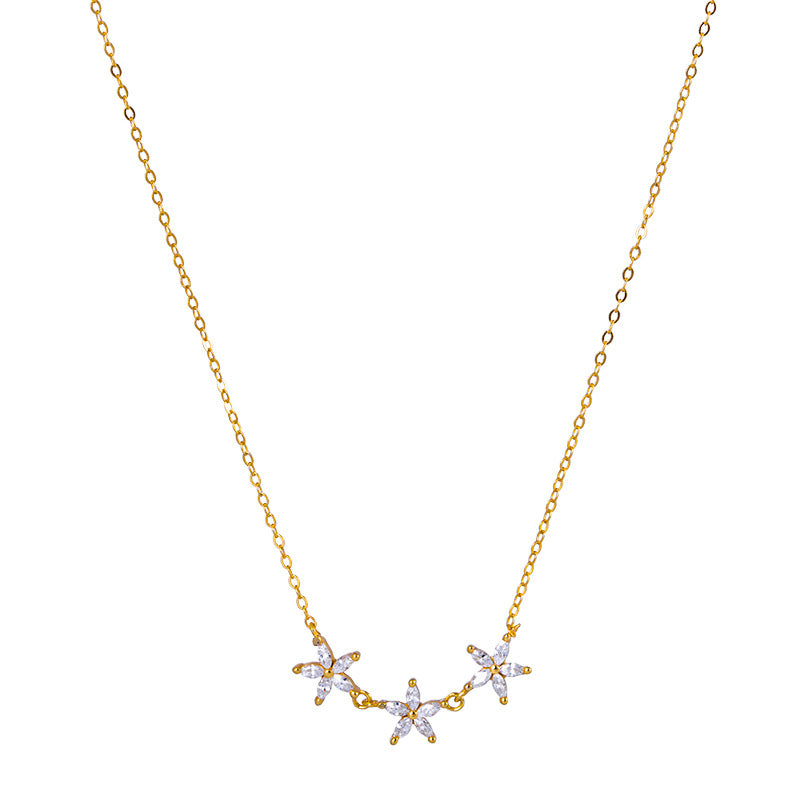 Gold Flower Star Necklace - Sterling Silver