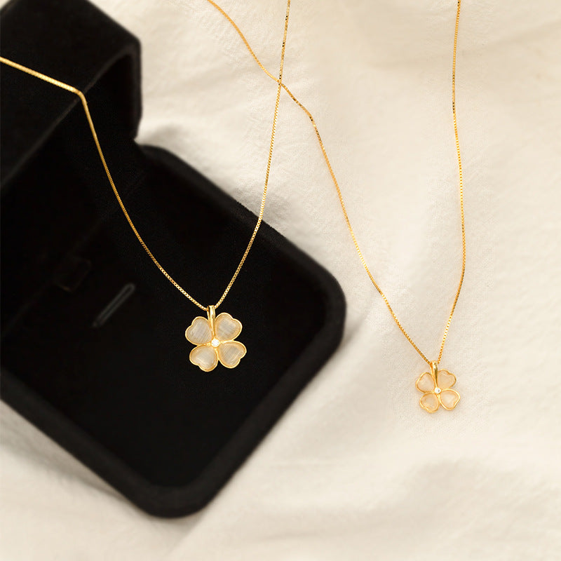 Silver Heart Four Leaf Clover - Sterling Silver