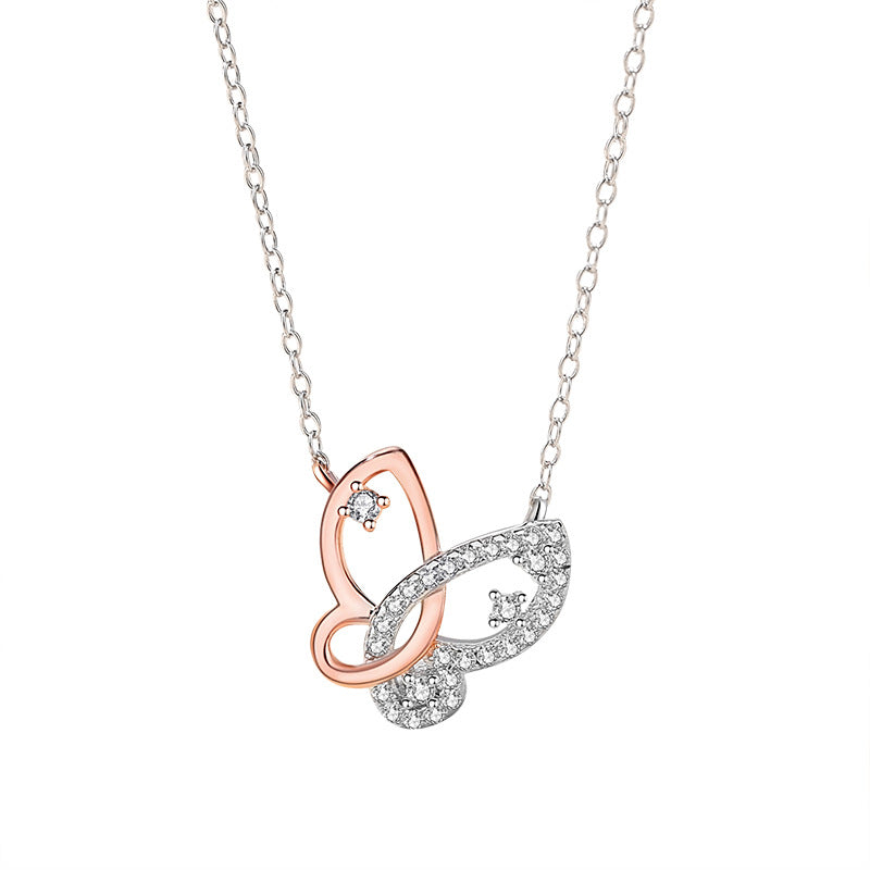 Two-Tone Butterfly Necklace - Sterling Silver
