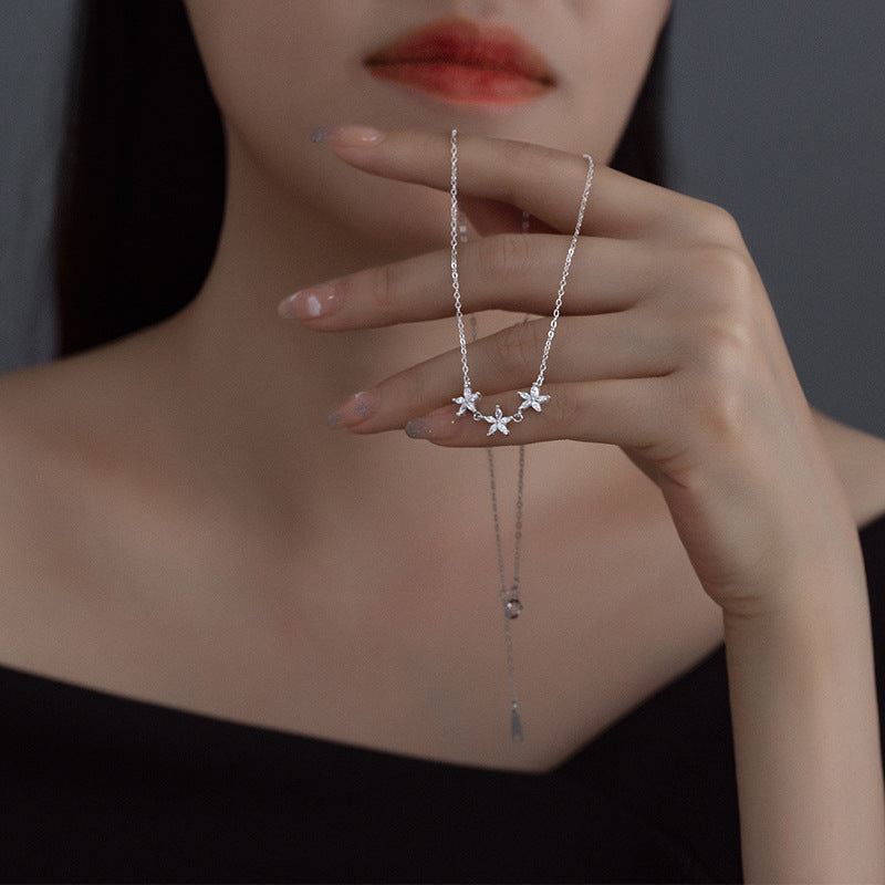 Silver Flower Star Necklace - Sterling Silver