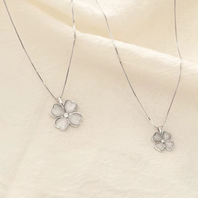 Silver Heart Four Leaf Clover - Sterling Silver