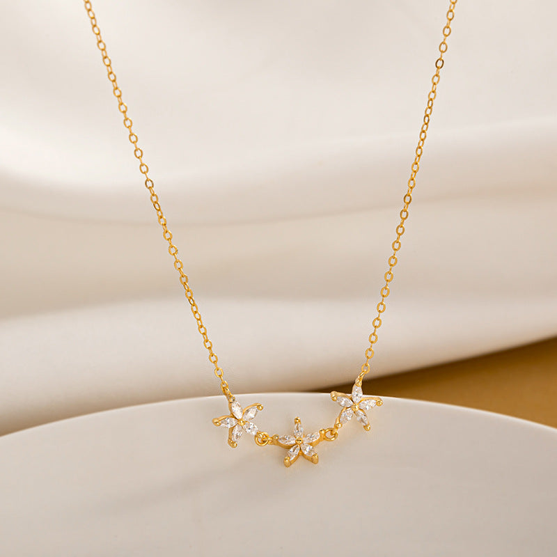 Gold Flower Star Necklace - Sterling Silver