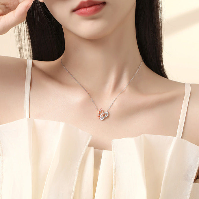 Two-Tone Butterfly Necklace - Sterling Silver