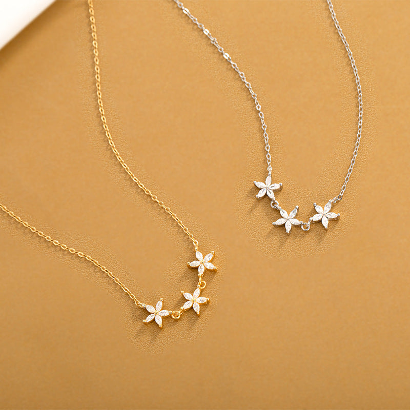 Silver Flower Star Necklace - Sterling Silver